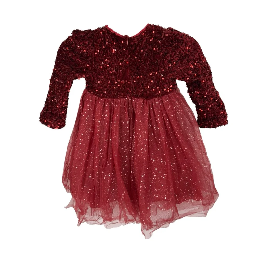 NNJXD Girls Formal Dress 110 US 5 Red Sequin Glitter Embellished Party Wedding